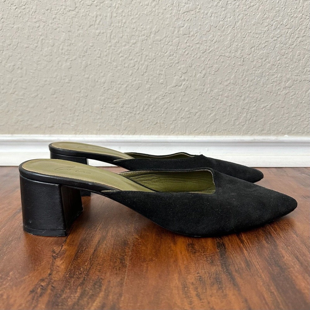 LOU Eva Mule in Black Italian Suede Leather